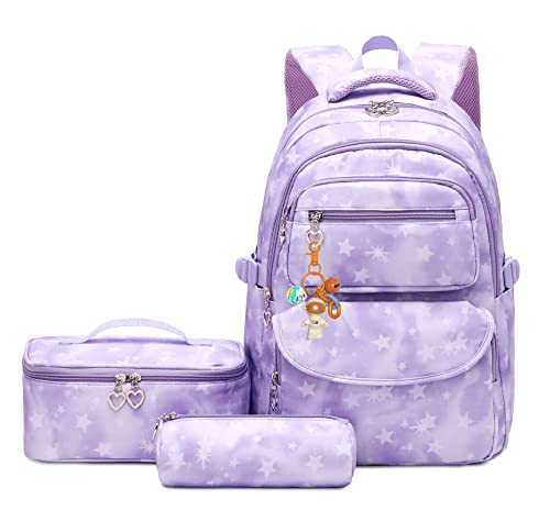 3Pcs Kids Backpack Set for Girls with Matching Lunch Bag, Girls School Bag Backpack for Kids