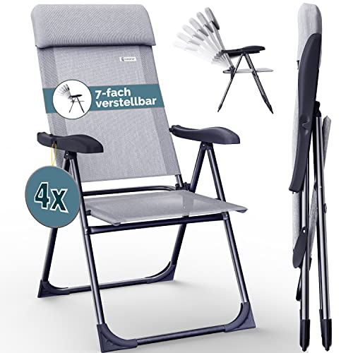 Casaria Gartenstühle 4er Set Klappbar 7-Fach Verstellbar Alu mit hoher...