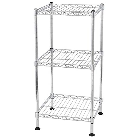 BELANITAS 3 Tier Wire Shelving Unit Storage Shelf Steel Shelving Adjustable Metal Storage Rack Metal Shelving Unit Shelves for Garage, Kitchen, Pantry, Basement, Living Room, Chrome Cover
