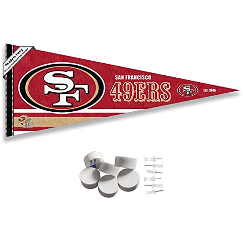 Banderín de San Francisco 49ers para pared con tacos adhesivos de espuma para salón