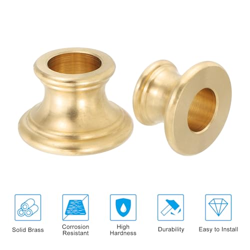 Image of PATIKIL Lamp Solid Brass Neck, 2 Pcs Turned Brass Spindle Slips Lamp Finial Pipe Light Fixture for 1 /8 IP or M10 Lamp Rod Light Repair Decoration, 22.7x15mm