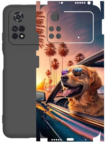 Image of AtOdds - Full Body Back Screen Guard Protector Film - Lamination Wrap Skin Sticker Compatible with Poco M4 PRO (4G) | Scratchproof Matte Finish (Happy Doggo)