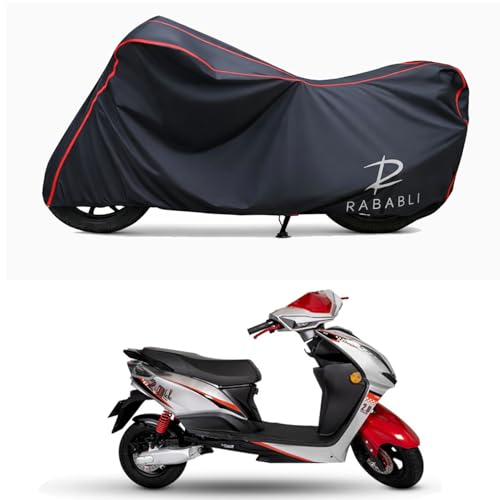 Image of Waterproof Bike Body Cover Compatible for | EeVe Xeniaa 2.0 | Taffeta Fabric, Red Piping Design, Bottom Elastic Fit | Dustproof, Sun UV & Rain Protection for All Bikes