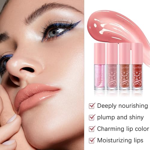Xumann 4PCS Lipgloss Set, Lip Gloss Sets for Teenage Girls, Women Teen Girl Christmas Gifts Cute Lip Oil, Hydrating Non-Sticky - Image 3