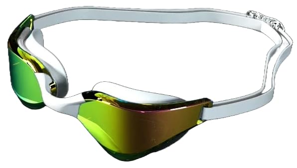 GAREGEAR Competition Ready Racing Swimming Goggles - Pro Anti-Fog, UV Protection, Silica Gel, Anti-Leak, Streamline Goggles for Training, Swimming Galas, Events and Competition (White & Gold)