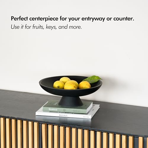 KIVY Concrete Fruit Bowl for Kitchen Counter - Large Decorative Bowl for Home Decor - Modern Key Bowl for Entryway Table - Pedestal Bowl - Decorative Bowls for Home Decor - Black Fruit Bowl Decor - Image 5