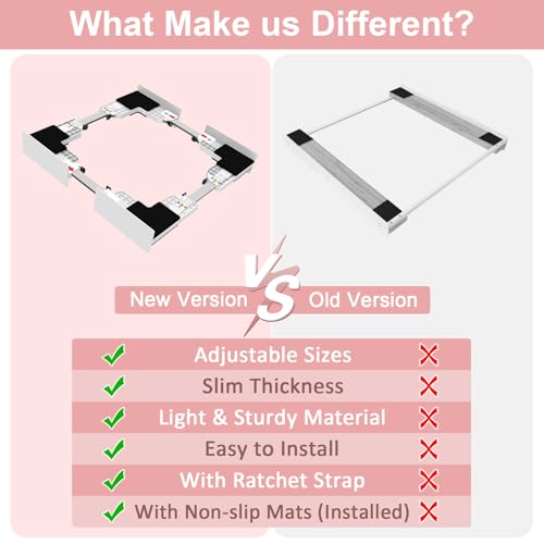 NIUXX Universal Zwischenbaurahmen Set für Waschmaschine und Trockner, Verstellbarer Verbindungsrahmen Kit (46-66 cm), Stapelbausatz mit Ratschenseil, Zwischeneinbausatz für platzsparende Waschküchen