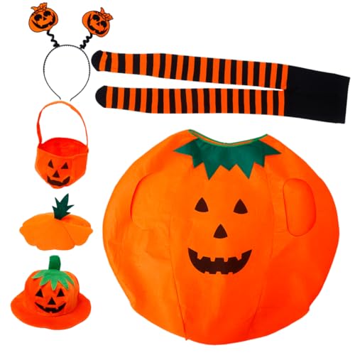 Toyvian 1 Set Vuxen Pumpa Set Klänningar Pumpor Sminksatser För Vuxna Utrusta Vuxen Kostymer Bedårande Pumpadräkt Vuxen Halloween Kostym Halloween Fest Kostym Trasa Huvudknapp Kläder Barn