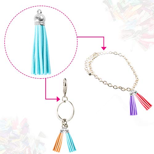 Eutenghao 150Pcs Keychain Tassels,Leather Tassels Blanks Keychain Charms Bulk For Sewing Diy Key Rings Craft Supplies Decoration Bracelets Necklace Earrings Jewelry Making (Silver,5Cm,30 Colors) #TOP5