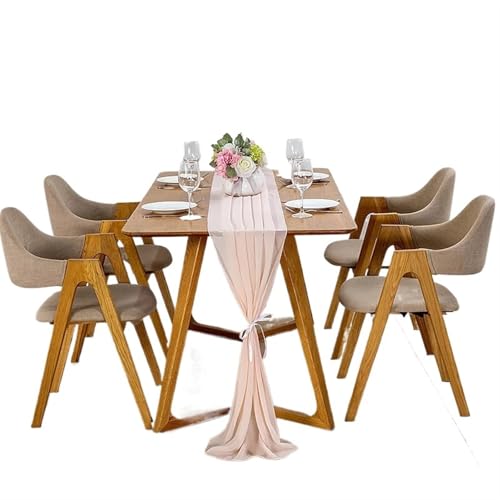OZLCUA Runner da tavola in Garza Dusty Rose Chiffon Table Runner 70 * 300CM Wedding Dining Table Decoration Romantic Table Runner for Wedding Party Xmas Lavabile Tablerunner(Nude Pink,70X600cm)