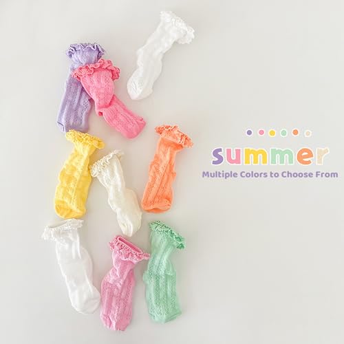 Girls Socks Ruffed Crew Socks Mesh Knit Cotton Solid Princess Cute Casual Socks Girls4