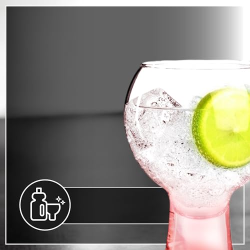 Wrenbury Gin and Tonic Glasses Copa De Balon Set of 2 Hand Painted 19oz - Spanish Mouthblown Balloon Glass with Heavy Base and Large Capacity - Cocktail Gifts for Gin Lovers - Optic Pink Blush