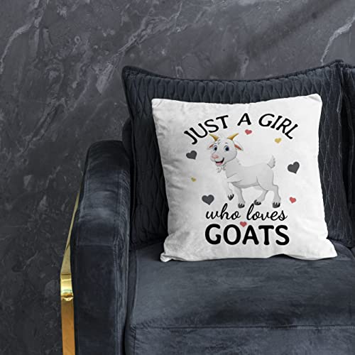 Nogrit Just A Girl Who Loves Goats Flowers Throw Pillow Cover 18X18 Inch Funny Farm Animal Themed Decor For Home Bedroom Living Room Girls Room,Gifts For Goat Lovers Farm Girls Sister Daughter #TOP1