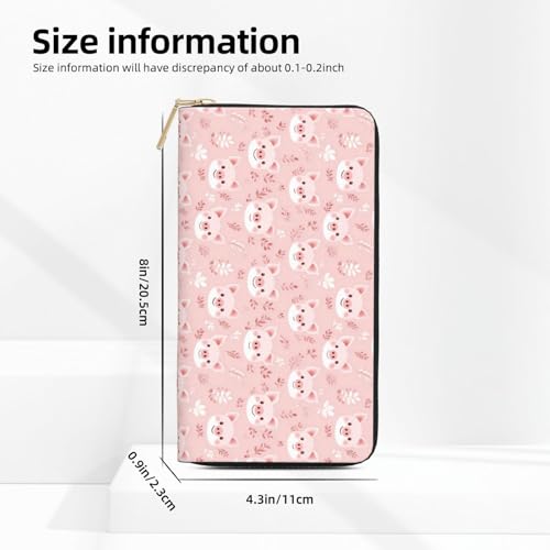 Pink Cartoon Pig Print Wallet Women, Leather Bifold Multi Card Wallet, Long Purse Women's Wallets2