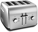 Grille-pain KitchenAid 4 tranches avec levier de levée manuel, acier inoxydable brossé, KMT4115SX