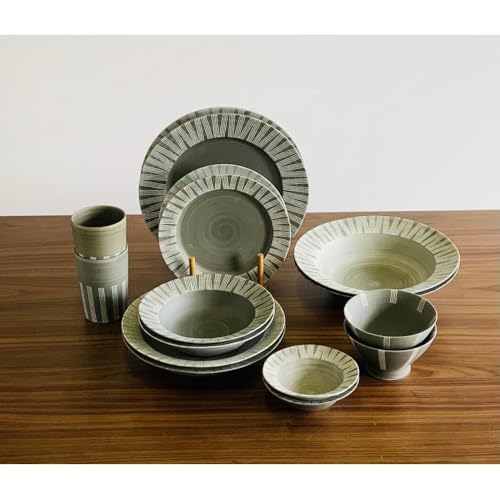 [波佐見焼]Shabby chic style テーブルセット グレー ボウル 大皿 カレー皿 コップ 茶碗 食器 皿 [和山] [WB113]