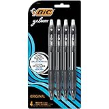 BIC Gel-ocity Retractable Gel Pen, Medium Point (0.7 mm), Black, 4-Count