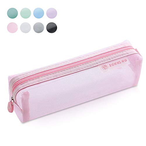 Preisvergleich Produktbild MARSACE Federmäppchen Mesh Klar Bleistiftbeutel Studenten Schreibwaren Nette Make-Up Kosmetik Tasche Schule Reise Outdoor Aufbewahrungstasche für Mädchen Junge Maler Pink