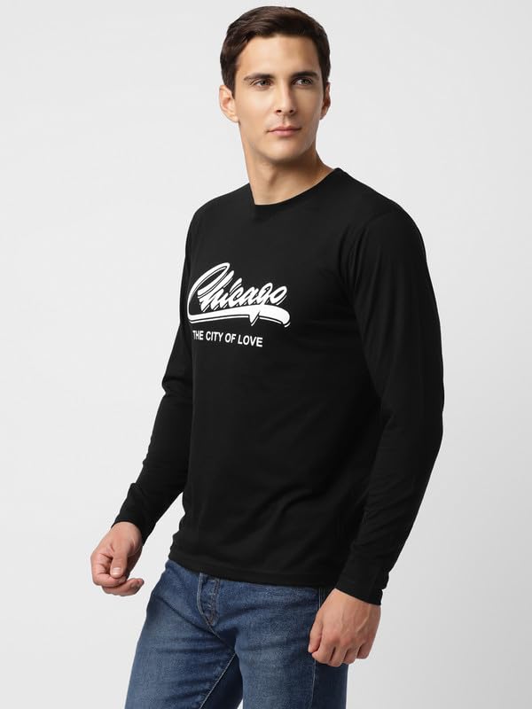 Image of UrbanMark Mens Regular Fit Round Neck Full Sleeves Printed T Shirt
