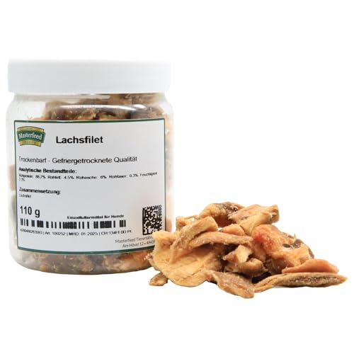 Masterfeed Trockenbarf Lachsfilet, gefriergetrocknete Qualität, Barf Leckerli für Hunde, 150 g