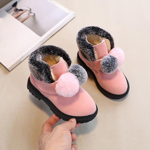 IWIHMIV Girl Snow Boots Toddler Winter Boots Girls Short Boots Girls Kids Snow Boots Warm Slip On Outdoor Winter Comfy Shoes4