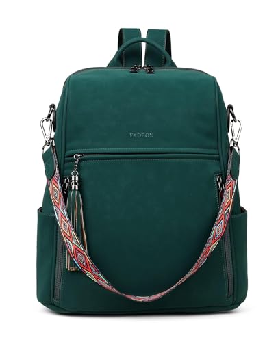 Image of FADEON Leather Backpack Purse for Women Designer Travel Backpack Purses PU Fashion Ladies Shoulder Bag with Tassel