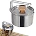 Huraoerrrr Camping Coffee Pot 1L Stainless Steel Camping Tea Kettle with Detachable Handle, Portable Coffee Pot for Bushcraft and Outdoor Campfire Use