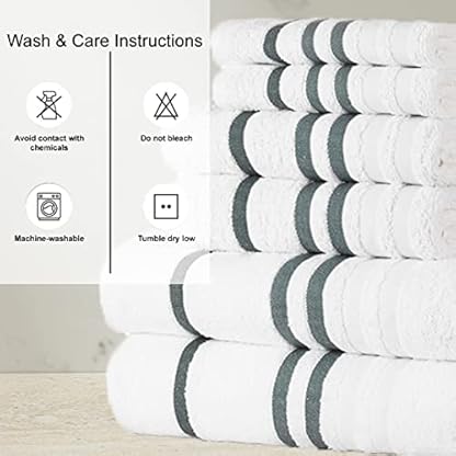 Casa Copenhagen Exotisches 6-teiliges Handtuch-Set, Weiß, 525 g/m², 2 Badetücher, 2 Handtücher, 2 Waschlappen aus weicher ägyptischer Baumwolle für Badezimmer, Küche und Dusche – Bild 7