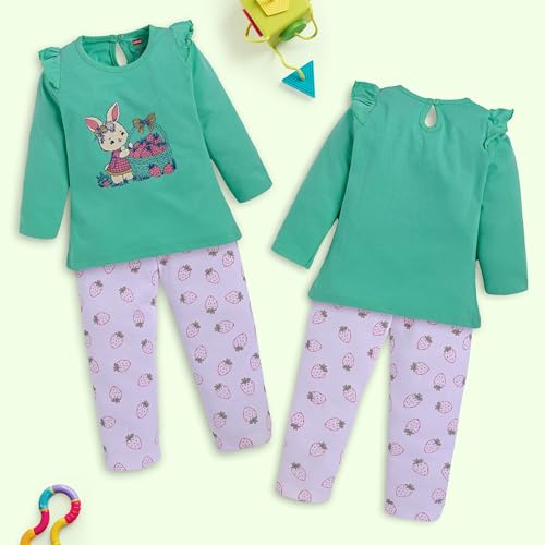 Image of LuvLap Baby Girls 100% Cotton Full Sleeve Girls Top & Pyjama CoSet Pack of 3