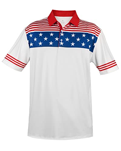 Big Crazy Men's Polo Shirts Short Sleeve Regular Fit Golf Shirts For Men Quick Dry White #TOP7