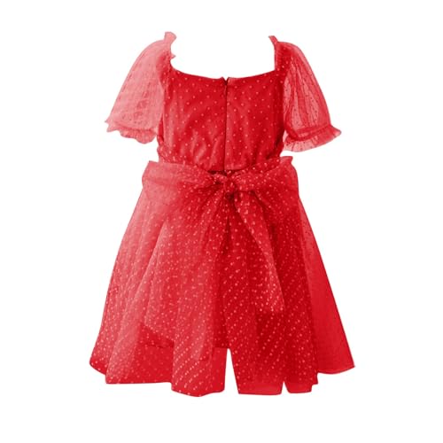 Girls' Elegant Tulle Party Dress Puff Sleeves Bowknot Birthday Princess Pageant Sundress Flower Girl Dresses2