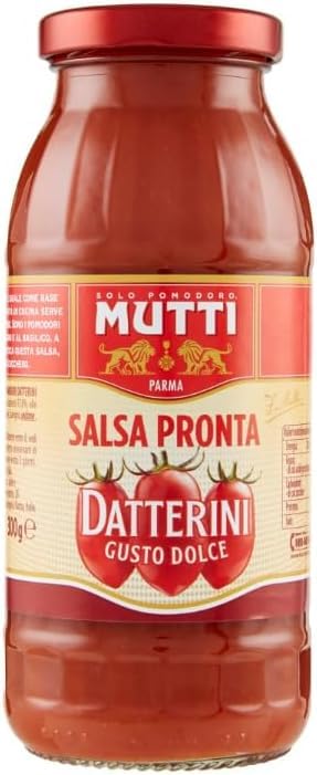 Mutti Salsa Pronta Datterini, Sugo di Pomodoro 100% Italiano, Confezione da 12 x 300g, + portachiavi italy shop service