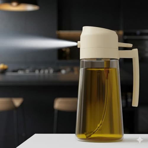 Image of Clazkit 2-in-1 Oil Dispenser & Sprayer for Kitchen, 500ml Food-Grade Plastic Oil Bottle with Non-Drip Spout, Ergonomic Grip, Leak-Proof Lid, Easy Refill Wide Mouth, Lightweight