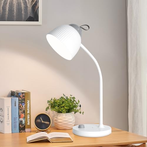 ERAY Lampara Escritorio Recargable - 3000mAh, Ajuste Flexible de 360°, Atenuación Continua, Gancho y Botón Giratorio, Flexo Led Escritorio para Niños, Dormitorio, Lectura, Estudio