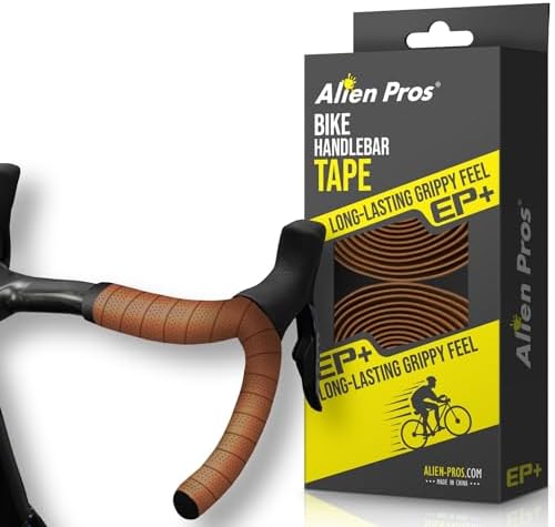 ALIEN PROS Bike Handlebar Tape Brown NEW Model EP+ (Set of 2) - Wrap Your Bike for an Awesome Comfortable Ride - Enhance Your Bike Grip with These EVA PU Plus Bicycle Handle bar Tape, Brown