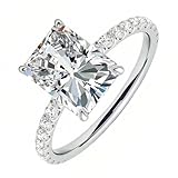 HYLYLEED Moissanite Engagement Promise Rings 1CT-3CT 18K White Gold Plated 925 Sterling Silver D Color VVS1 Clarity Wedding Rings Gift for Women, C-Radiant 2CT, 7