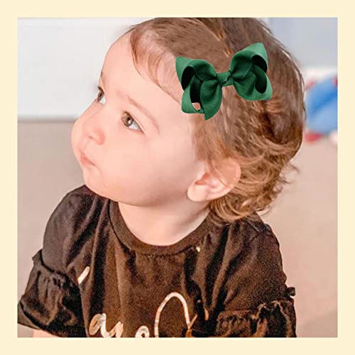 ZOCONE Hair Bows 16 PCS Clips for Girls Toddlers - School Accessory for Party Cheerleading, Holiday Gifts (Bottle Green) - Image 3