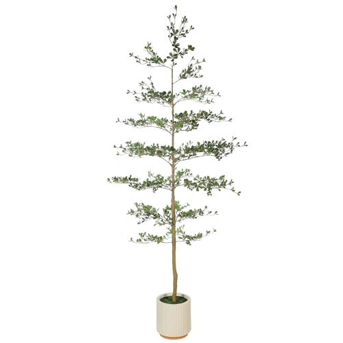 FEELEAD Faux Black Olive Tree 8ft with Planter - Artificial Shady Lady Tree