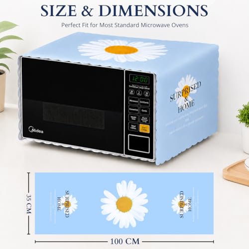 Image of Microwave Oven Cover - Waterproof & Dustproof Protective Cover for Kitchen, Heat Resistant Fabric, Universal Fit for Standard Microwave Ovens, Easy Clean Stylish Printed Design