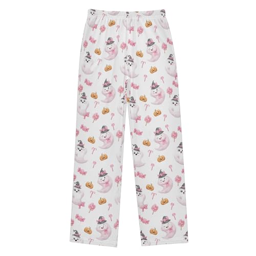 Pajama Pants Lounge Sleep PJ Bottoms Sleepwear Elastic Waist Drawstring S Ghost Hat Candy