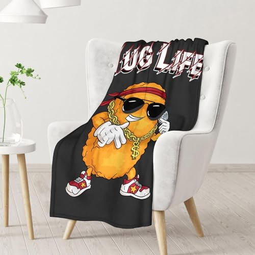 Mercuryelf Chicken Nugget Blanket - Soft, Fuzzy & Warm - 30x40 Inches Small Throw Blankets for Lap, Crib - Black Funny Throws Gift for Chicken Nugget Lovers
