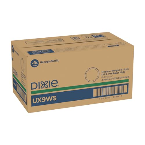 Dixie 8.5 Inch Medium-Weight Paper Plates By GP PRO, Pathways Design, 500 Count (125 Disposable Plates Per Pack, 4 Packs Per Case), UX9WS