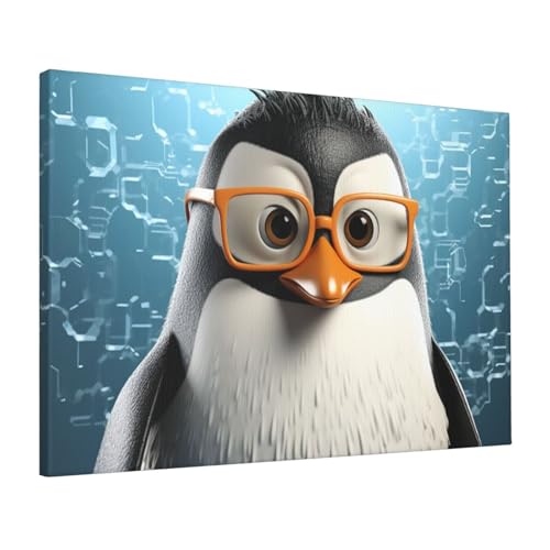 Toile de pingouin avec lunettes pour masquer un mur vide avec style HD