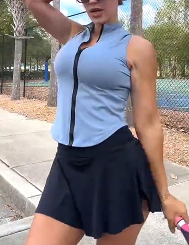 Image of Women's Workout Activewear Vests Cropped Sleeveless Yoga Athletic Golf Shirt Tank Tops