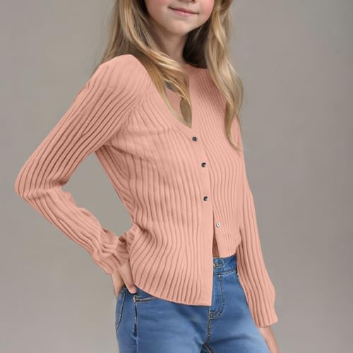 Girls Cardigan Sweaters 10-12 Fall Lightweight Soft Button Down Cable Knit Sweater Coat Casual Long Sleeve Cardigans4