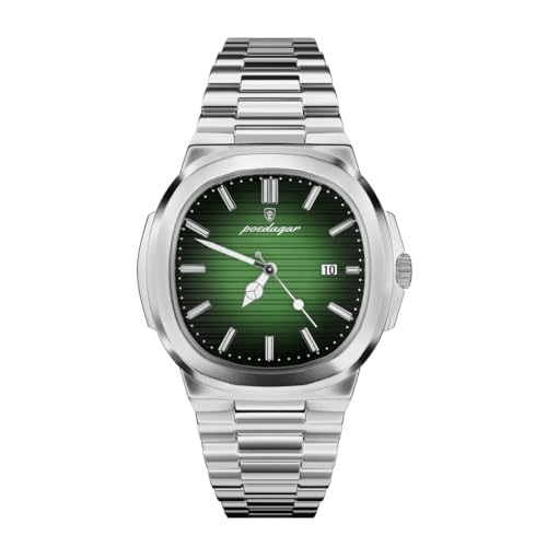 Genérico Relojes Hombre Reloj Acero Inoxidable con Pulsera Plateada, Movimiento Cuarzo, Elegante y Deportivos para Vestir, Resistente al Agua 3 ATM, Hombre y Uso de Trabajo