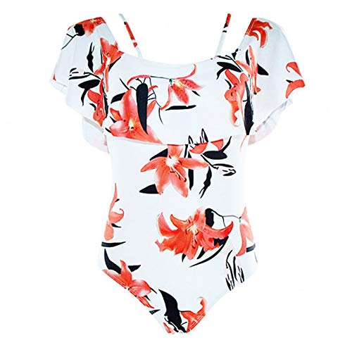 Costume da Bagno Bikini Sexy con Stampa Floreale Sexy da Donna Costume da Bagno Siamese con Stampa a Righe da Donna (Dimensioni : X-Large)