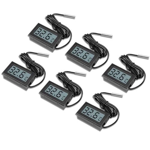 AYWHP 6PCS -50℃~+110℃ Mini LCD Digital Thermometer,Digital LCD Temperatur Monitor mit Externem Sensor Temperaturüberwachung thermometer mit...