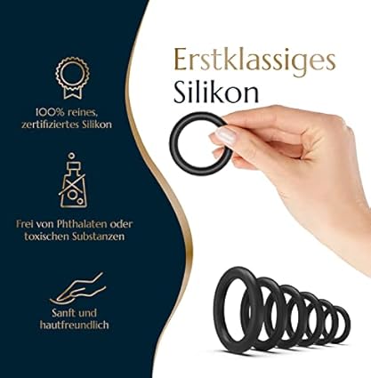 Levosa® 7 Anillos para Pene - 6 Anillos pene y 1 Anillo doble para Pene y Testículos - Juguetes Sexuales para el Hombre - Anillos Erección para el pene y testículos Negro