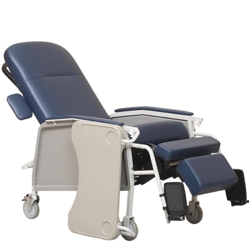 Veicar Geri Chair Recliner, 3-Position Medical Recliner with 5' Lockable Rear Casters,Detachable Tray, Separate Foot Pedals, Tilt Headrest, 500 lbs Capacity